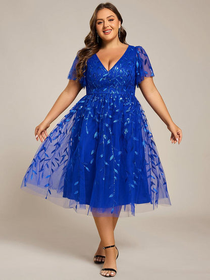 pretty SIMONE|Plus Size Sparkly Midi Cocktail Dress