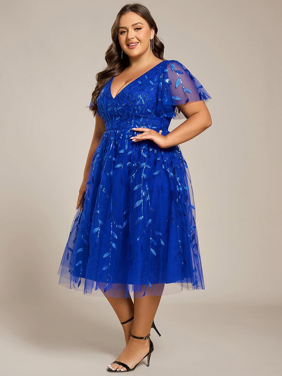 pretty SIMONE|Plus Size Sparkly Midi Cocktail Dress