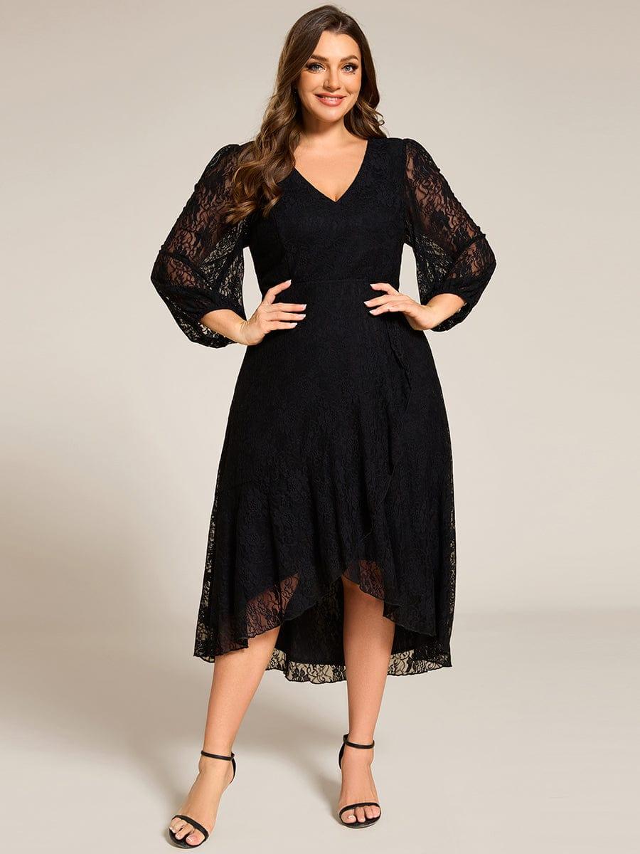 ever CAMILLE|Elegant Lace A-Line Long Sleeves Midi Wedding Guest Dress