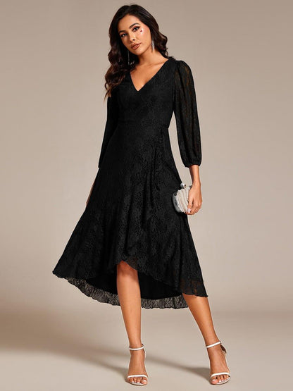 ever CAMILLE|Elegant Lace A-Line Long Sleeves Midi Wedding Guest Dress