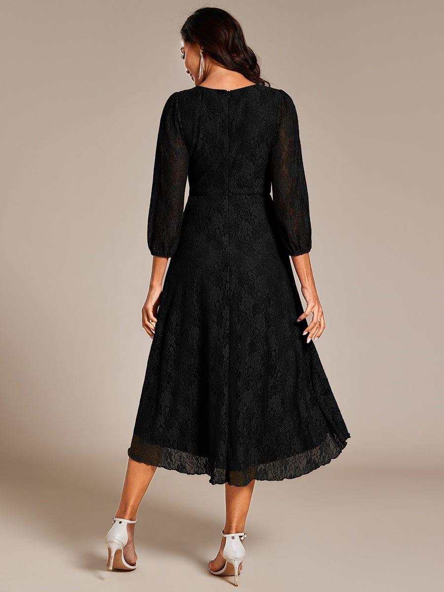ever CAMILLE|Elegant Lace A-Line Long Sleeves Midi Wedding Guest Dress