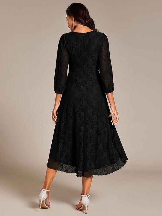 ever CAMILLE|Elegant Lace A-Line Long Sleeves Midi Wedding Guest Dress