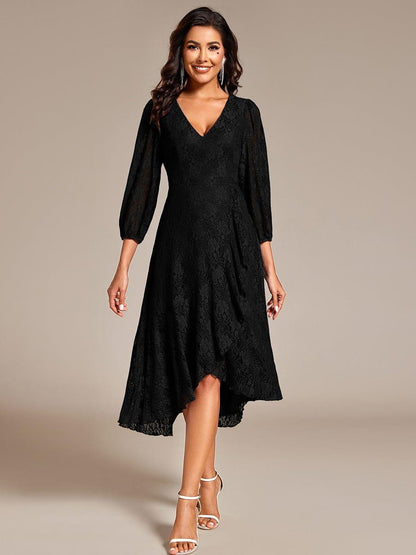 ever CAMILLE|Elegant Lace A-Line Long Sleeves Midi Wedding Guest Dress