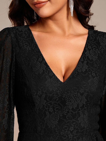 ever CAMILLE|Elegant Lace A-Line Long Sleeves Midi Wedding Guest Dress