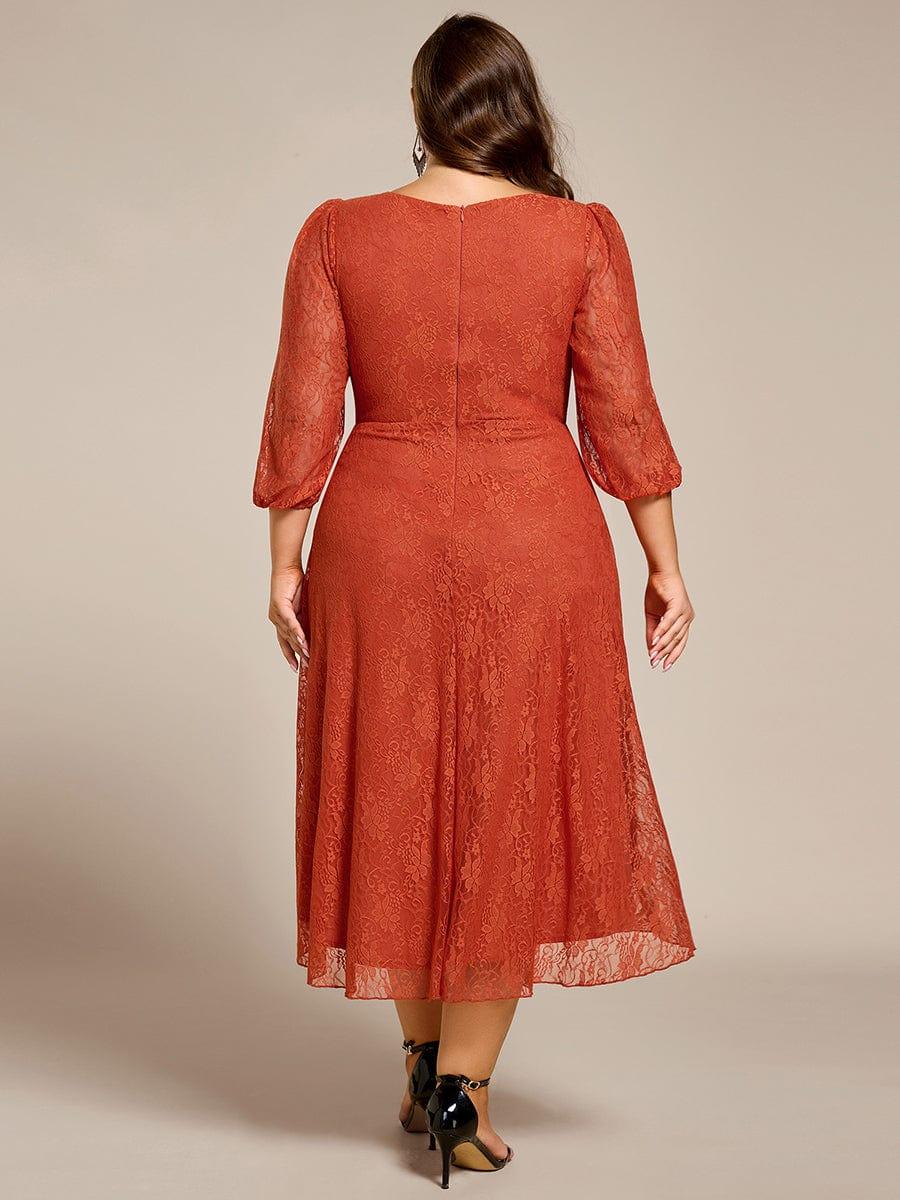 ever CAMILLE|Elegant Lace A-Line Long Sleeves Midi Wedding Guest Dress