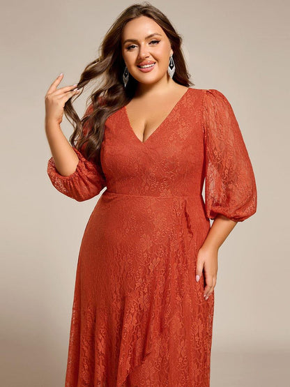 ever CAMILLE|Elegant Lace A-Line Long Sleeves Midi Wedding Guest Dress