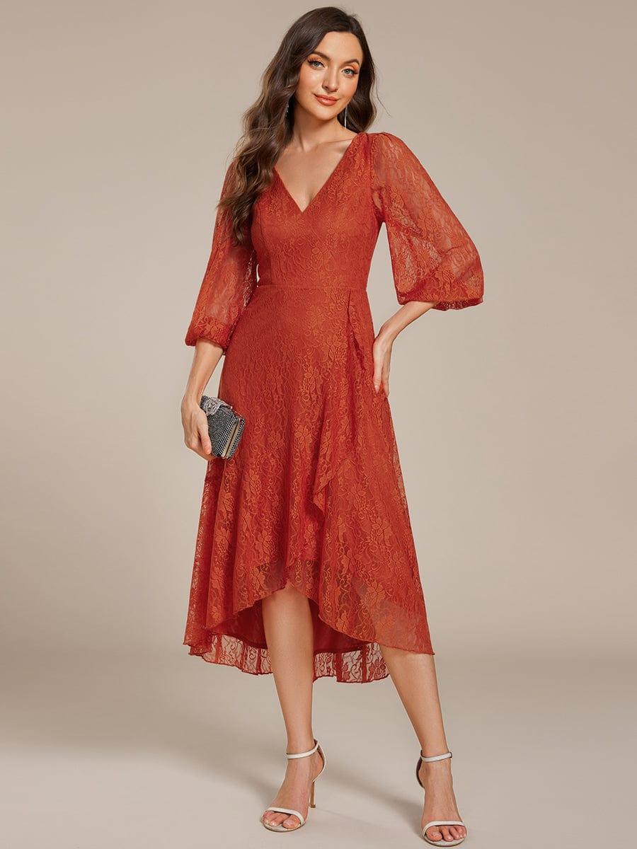 ever CAMILLE|Elegant Lace A-Line Long Sleeves Midi Wedding Guest Dress