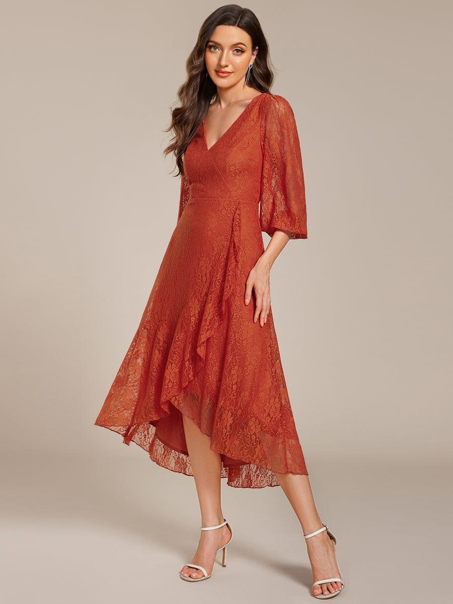 ever CAMILLE|Elegant Lace A-Line Long Sleeves Midi Wedding Guest Dress