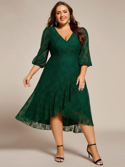 ever CAMILLE|Elegant Lace A-Line Long Sleeves Midi Wedding Guest Dress