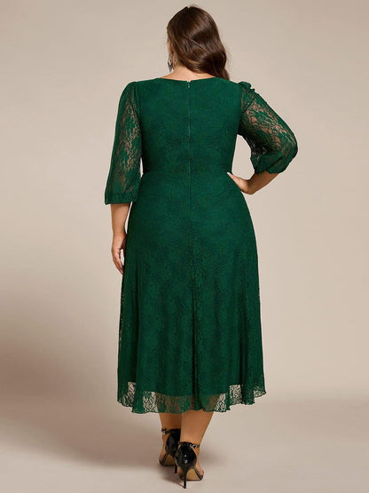ever CAMILLE|Elegant Lace A-Line Long Sleeves Midi Wedding Guest Dress