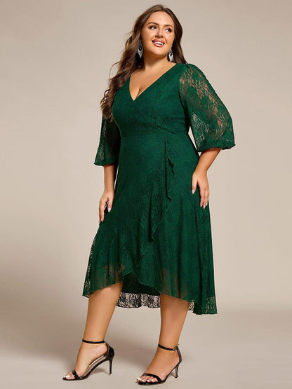 ever CAMILLE|Elegant Lace A-Line Long Sleeves Midi Wedding Guest Dress