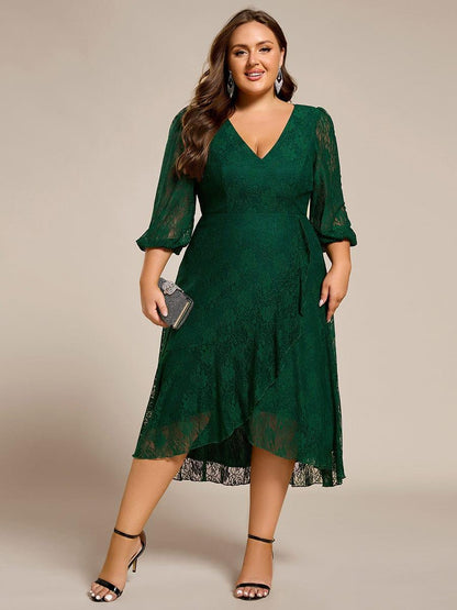 ever CAMILLE|Elegant Lace A-Line Long Sleeves Midi Wedding Guest Dress