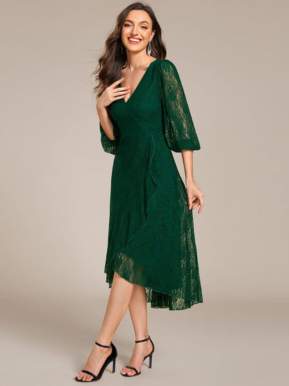 ever CAMILLE|Elegant Lace A-Line Long Sleeves Midi Wedding Guest Dress