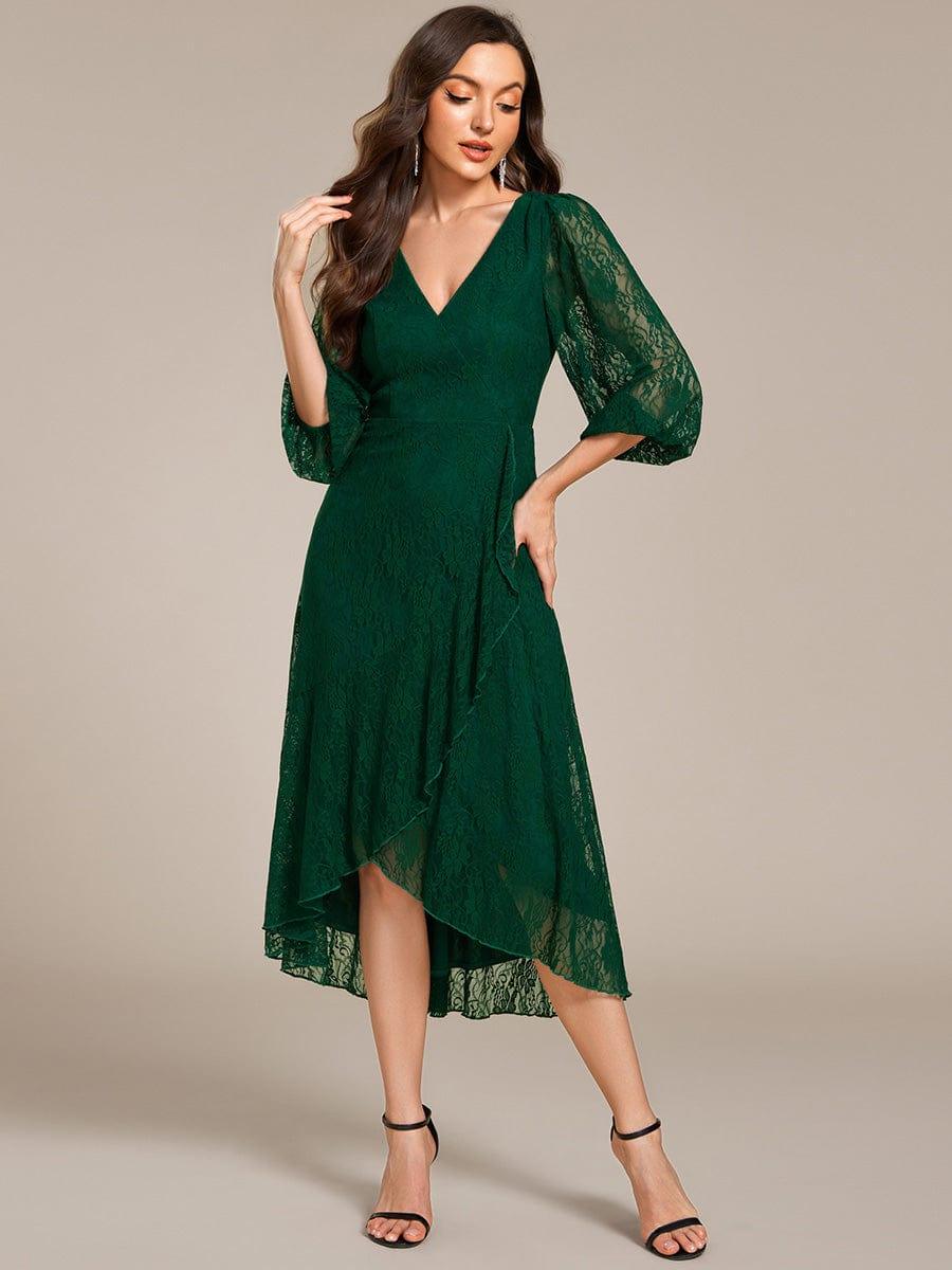 ever CAMILLE|Elegant Lace A-Line Long Sleeves Midi Wedding Guest Dress