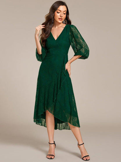 ever CAMILLE|Elegant Lace A-Line Long Sleeves Midi Wedding Guest Dress