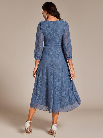ever CAMILLE|Elegant Lace A-Line Long Sleeves Midi Wedding Guest Dress