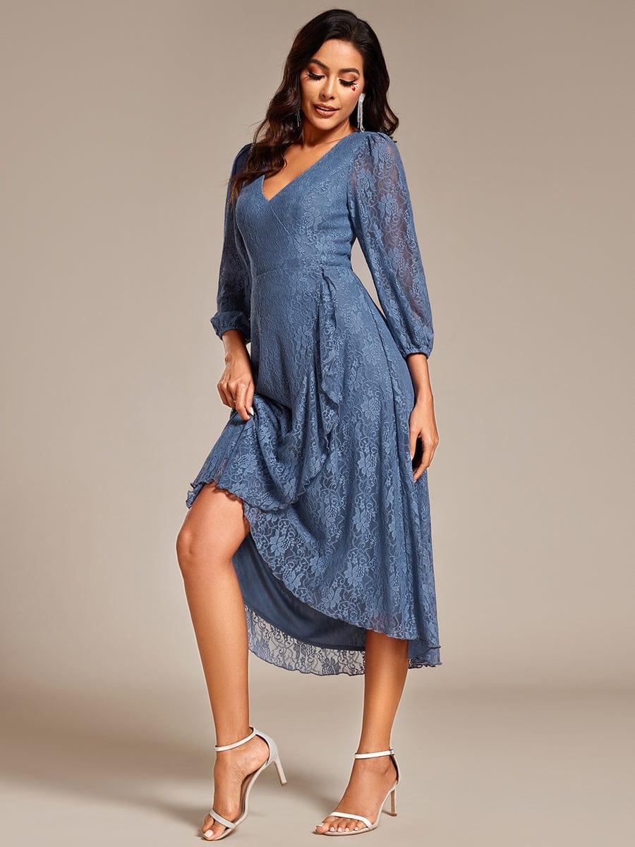 ever CAMILLE|Elegant Lace A-Line Long Sleeves Midi Wedding Guest Dress
