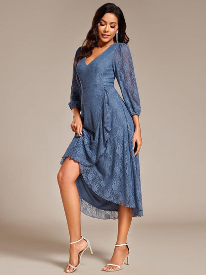 ever CAMILLE|Elegant Lace A-Line Long Sleeves Midi Wedding Guest Dress