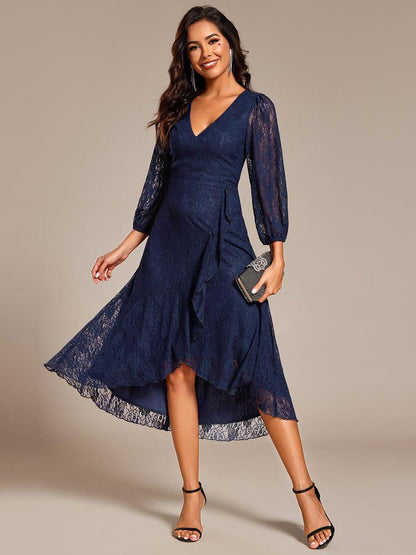 ever CAMILLE|Elegant Lace A-Line Long Sleeves Midi Wedding Guest Dress