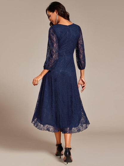 ever CAMILLE|Elegant Lace A-Line Long Sleeves Midi Wedding Guest Dress