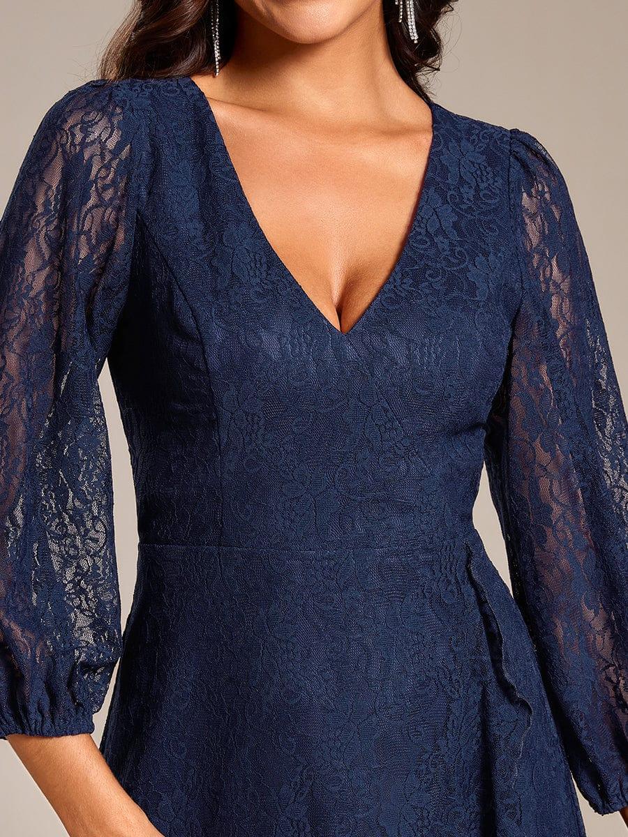 ever CAMILLE|Elegant Lace A-Line Long Sleeves Midi Wedding Guest Dress
