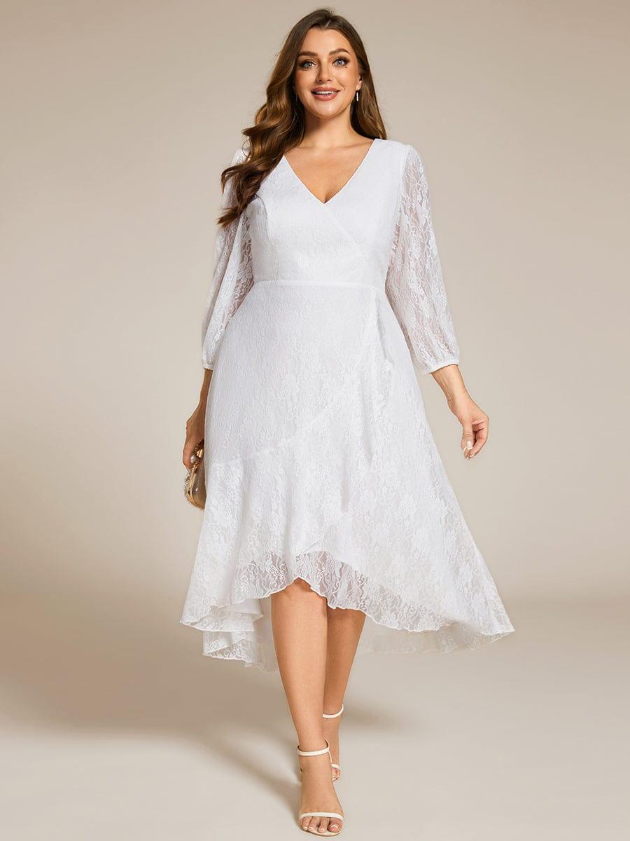 ever CAMILLE|Elegant Lace A-Line Long Sleeves Midi Wedding Guest Dress
