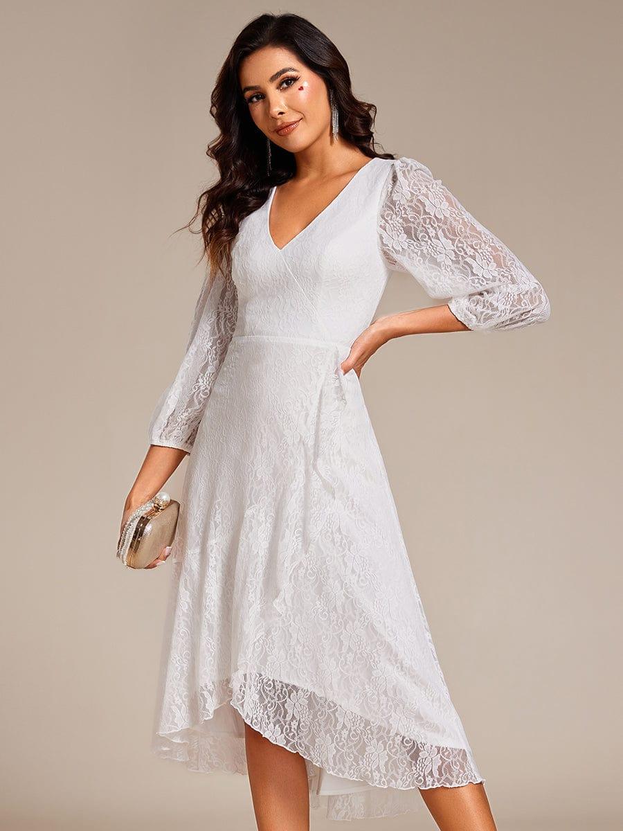 ever CAMILLE|Elegant Lace A-Line Long Sleeves Midi Wedding Guest Dress