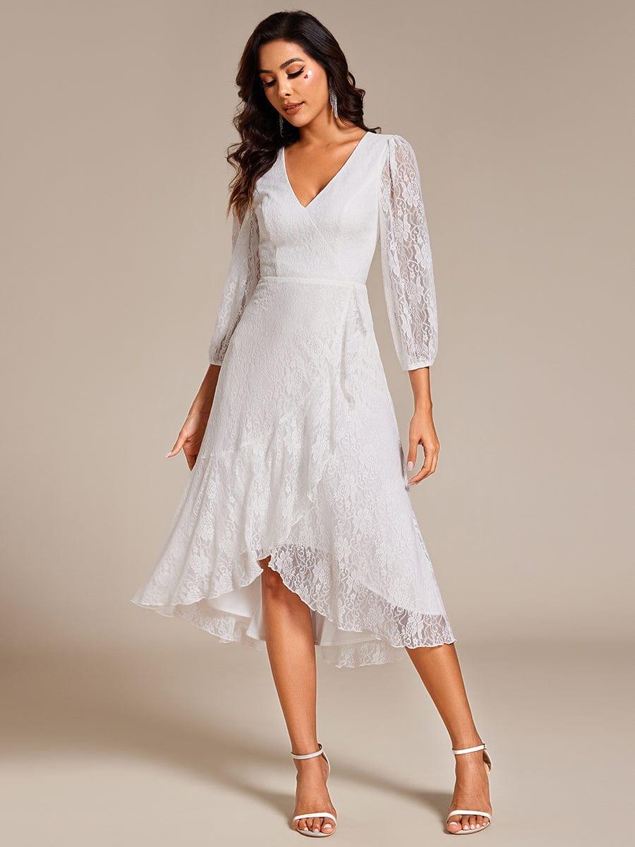 ever CAMILLE|Elegant Lace A-Line Long Sleeves Midi Wedding Guest Dress