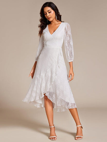 ever CAMILLE|Elegant Lace A-Line Long Sleeves Midi Wedding Guest Dress