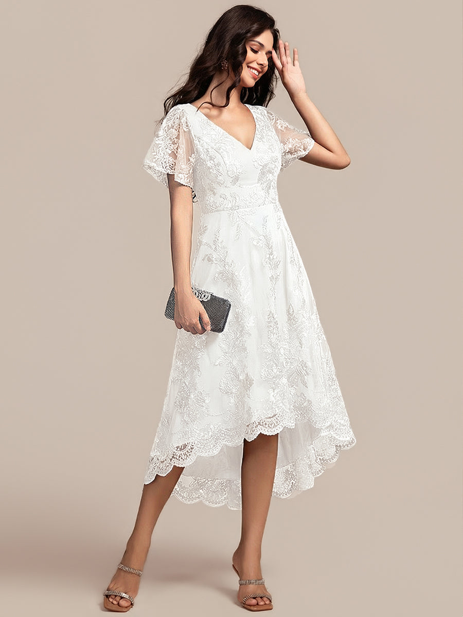 ever TIDAL|Embroidered Mesh Double V Neck Midi Mother of the Bride Dress