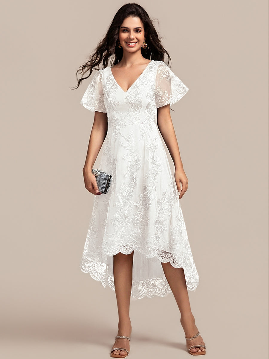 ever TIDAL|Embroidered Mesh Double V Neck Midi Mother of the Bride Dress