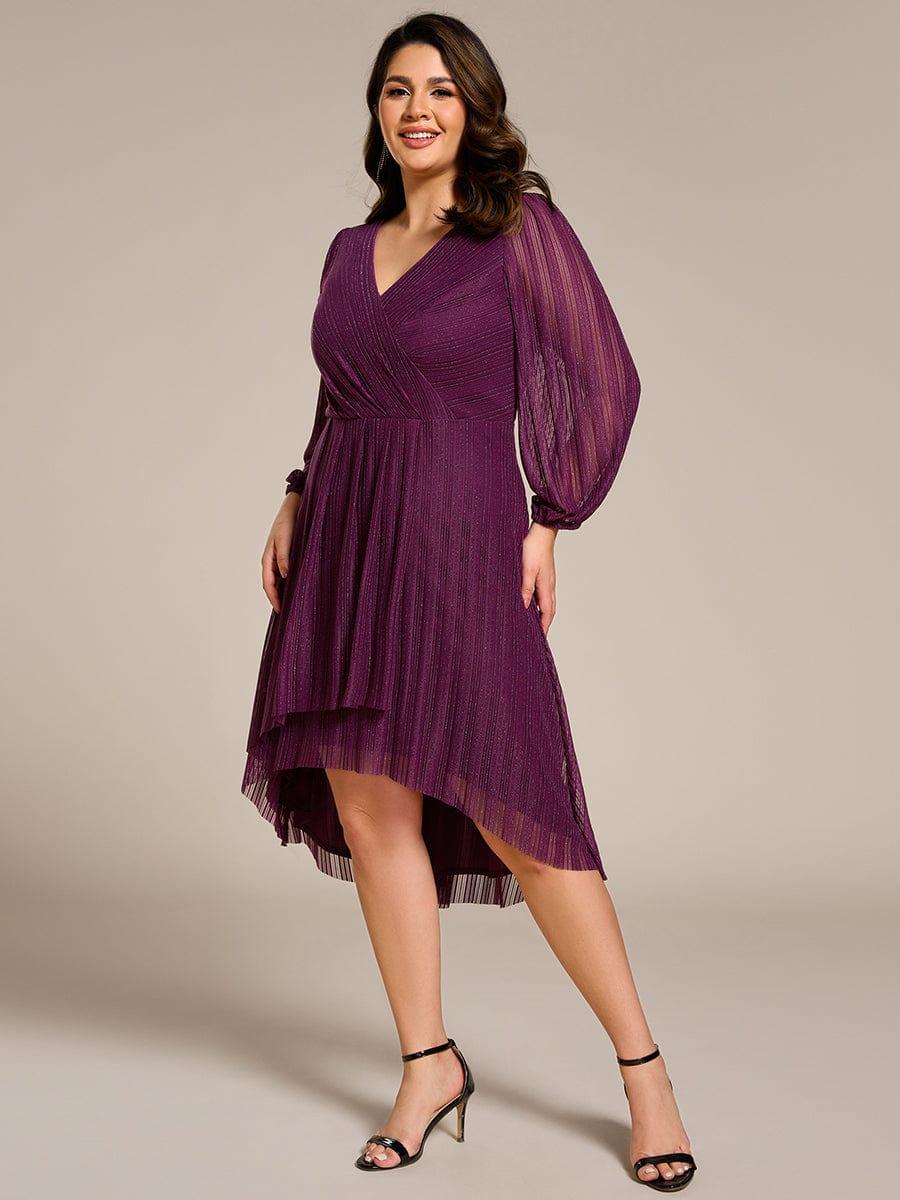 ever BRISTOL|Glitter Long Sleeve V-Neck A-Line Midi Wedding Guest Dress