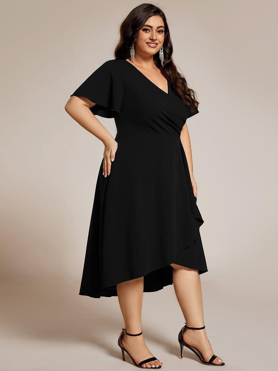 ever FALLON|High-Stretch V-neck Midi Wedding Guest Dress