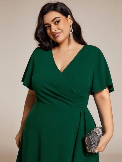 ever FALLON|High-Stretch V-neck Midi Wedding Guest Dress