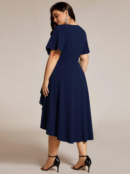 ever FALLON|High-Stretch V-neck Midi Wedding Guest Dress