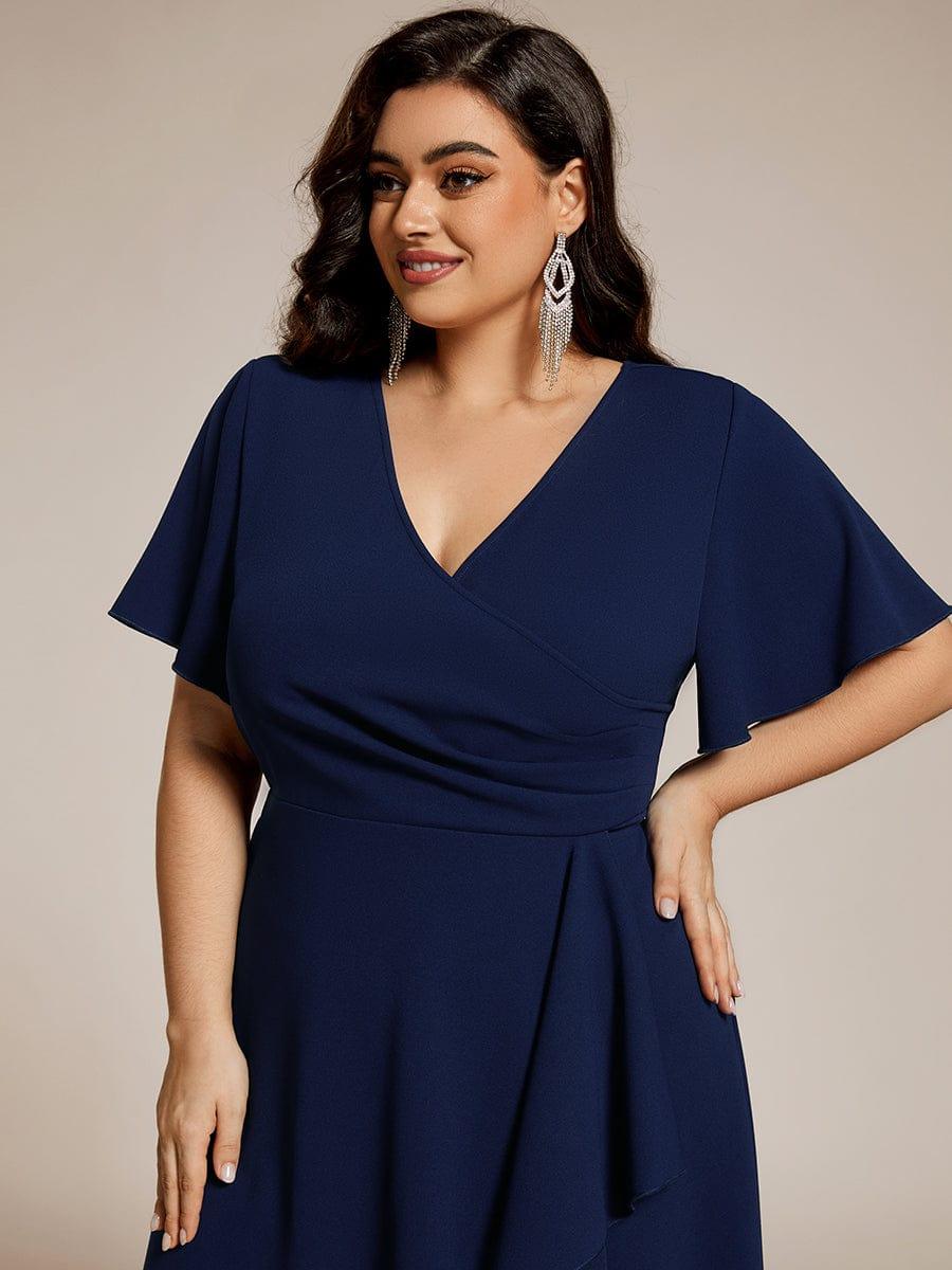 ever FALLON|High-Stretch V-neck Midi Wedding Guest Dress