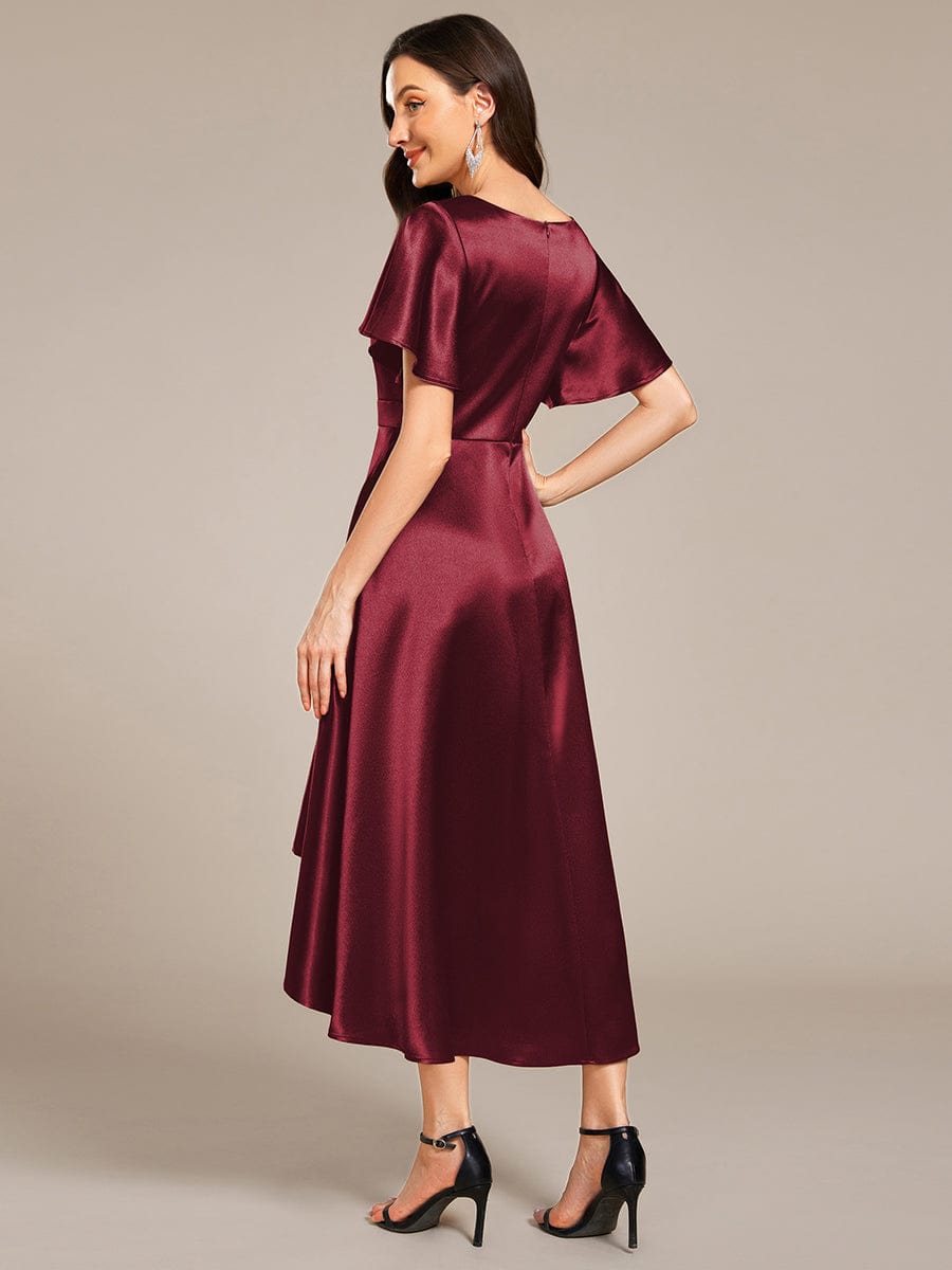 ever SCARLEN|Satin V-Neck Flutter Sleeve Midi Bridesmaid Dress with Pockets