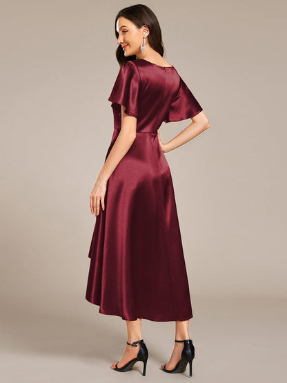 ever SCARLEN|Satin V-Neck Flutter Sleeve Midi Bridesmaid Dress with Pockets