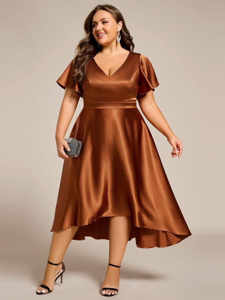 ever SCARLEN|Satin V-Neck Flutter Sleeve Midi Bridesmaid Dress with Pockets