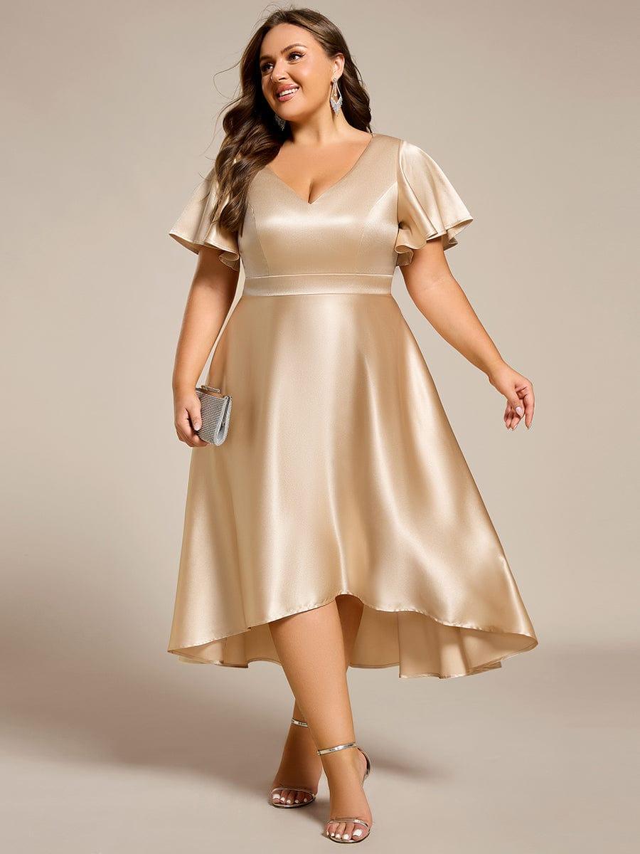 ever SCARLEN|Satin V-Neck Flutter Sleeve Midi Bridesmaid Dress with Pockets