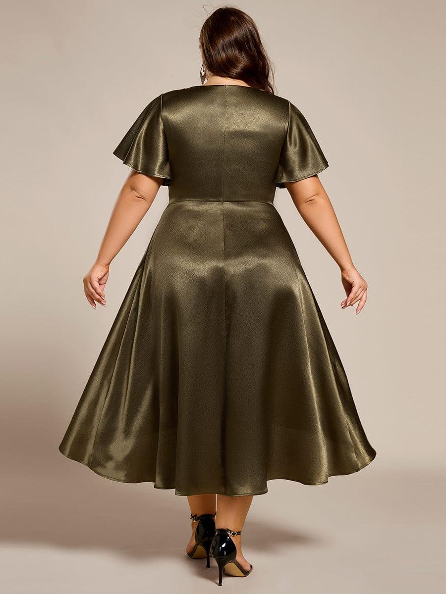 ever SCARLEN|Satin V-Neck Flutter Sleeve Midi Bridesmaid Dress with Pockets