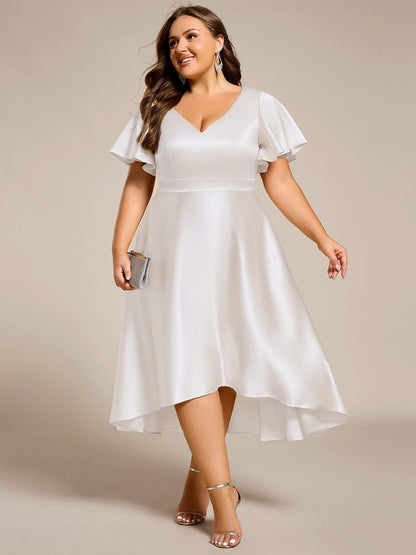 ever SCARLEN|Satin V-Neck Flutter Sleeve Midi Bridesmaid Dress with Pockets