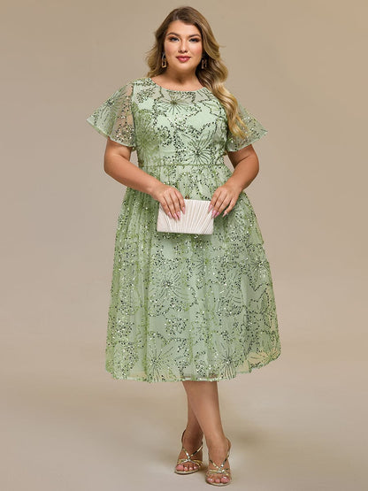 ever ADEL|Sheer Ruffle Sequin Wedding Guest Dress
