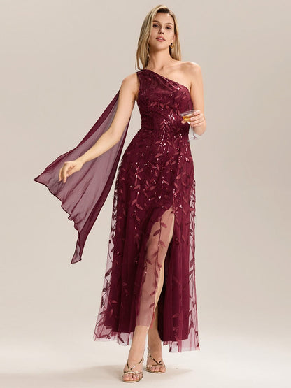 Flowing Ribbons Sequin Sleeveless Wedding Guest Dress