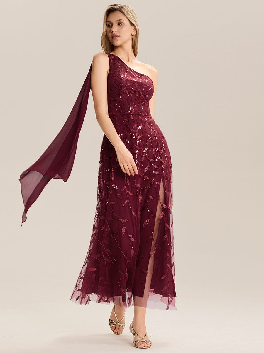 Flowing Ribbons Sequin Sleeveless Wedding Guest Dress