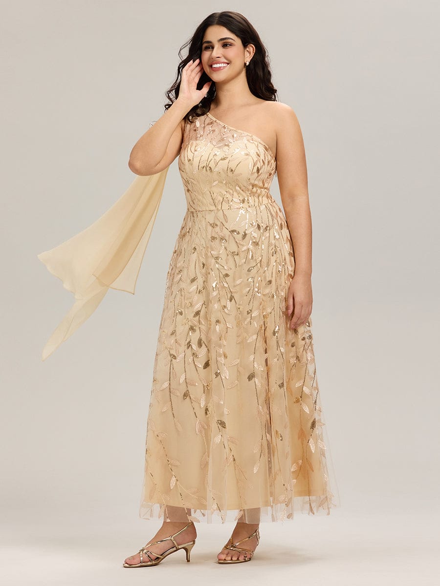 Flowing Ribbons Sequin Sleeveless Wedding Guest Dress