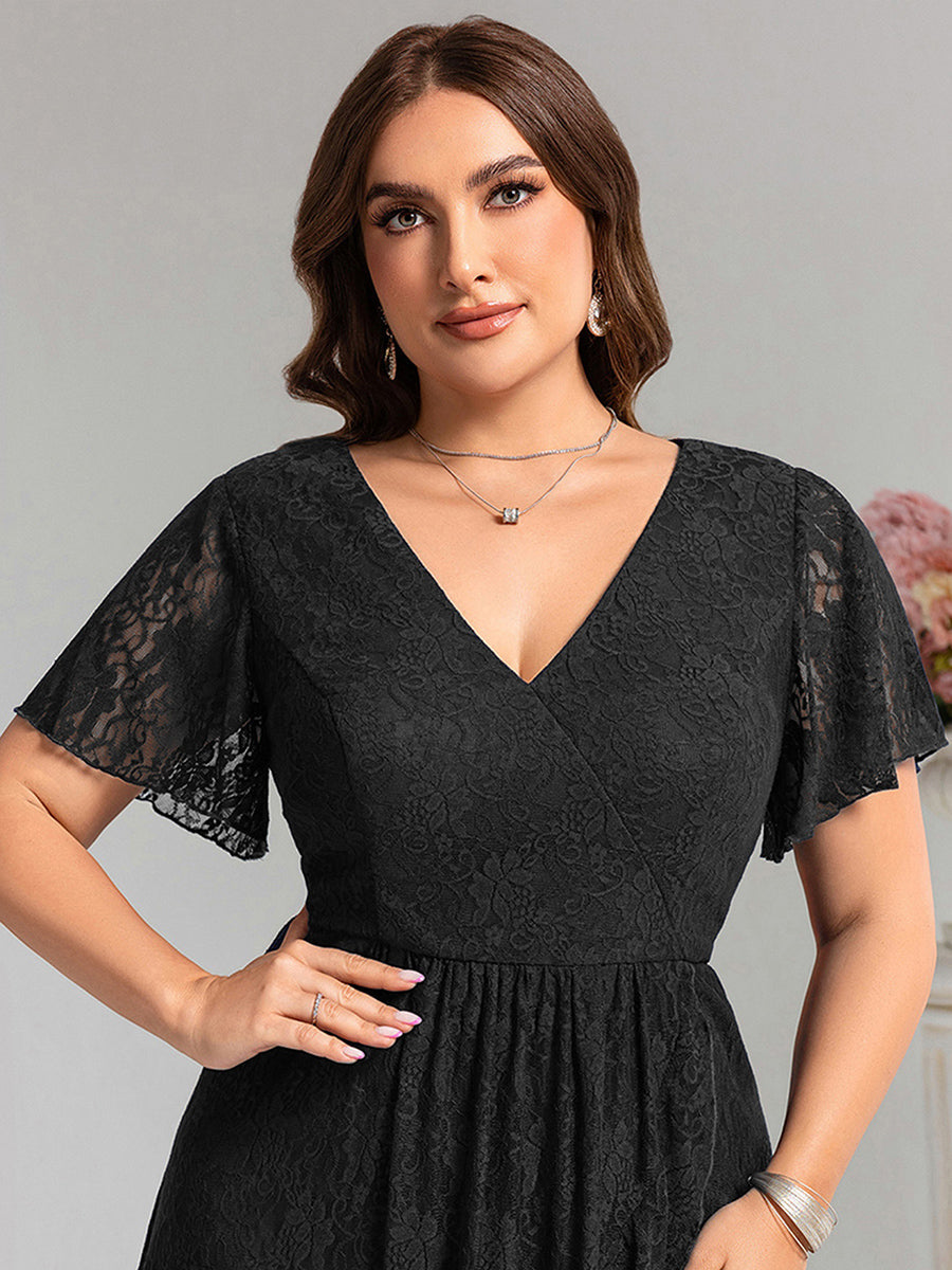 ever PALOMA|Ruffled Sleeves Lace A-Line Formal Evening Dress