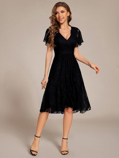 ever PALOMA|Ruffled Sleeves Lace A-Line Formal Evening Dress