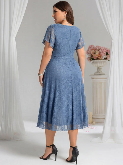 ever PALOMA|Ruffled Sleeves Lace A-Line Formal Evening Dress