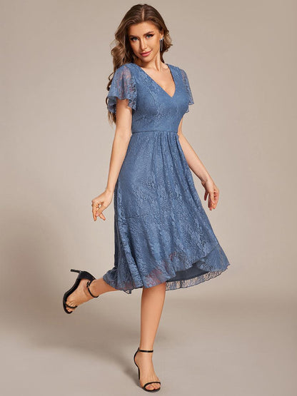 ever PALOMA|Ruffled Sleeves Lace A-Line Formal Evening Dress